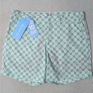 NEW! Bermies Swim Trunks Mens 30/6‎ Green Sand Dollar Stretch Tailored Liner $65